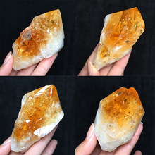 巴西天然黄水晶原石骨干姜黄色彩虹晶体矿物标本家居桌面饰品摆件