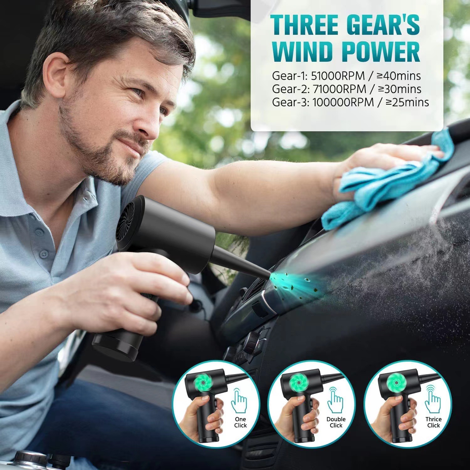 Cross-border new product car vacuum cleaner high-power keyboard dust blower Wireless USB charging car handheld dust blower