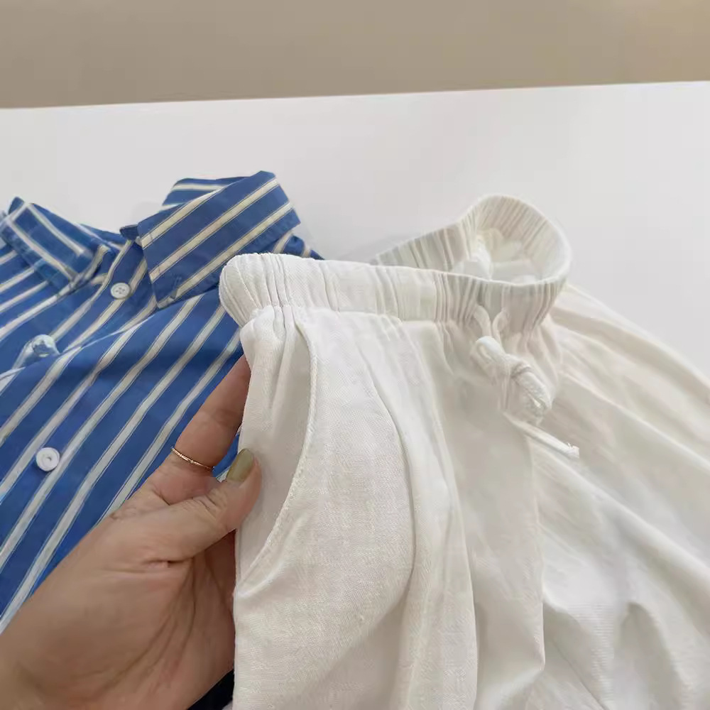 간단하고 세련된 흰색 캐주얼 바지 이른 가을 탄성 허리 기질 슬리밍 린넨 스트레이트 바지 좁은 버전 넓은 다리 바지 여성