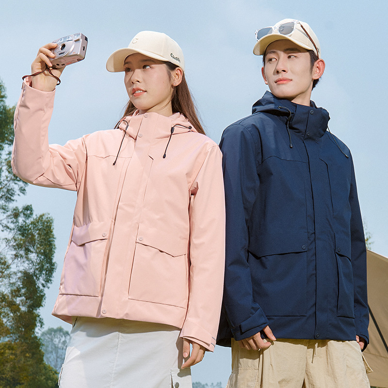 Couple's Outdoor Jacket with White Duck down 90% down Lining, Windproof and Waterproof, Detachable Mountaineering Jacket for Men and Women, Autumn and Winter