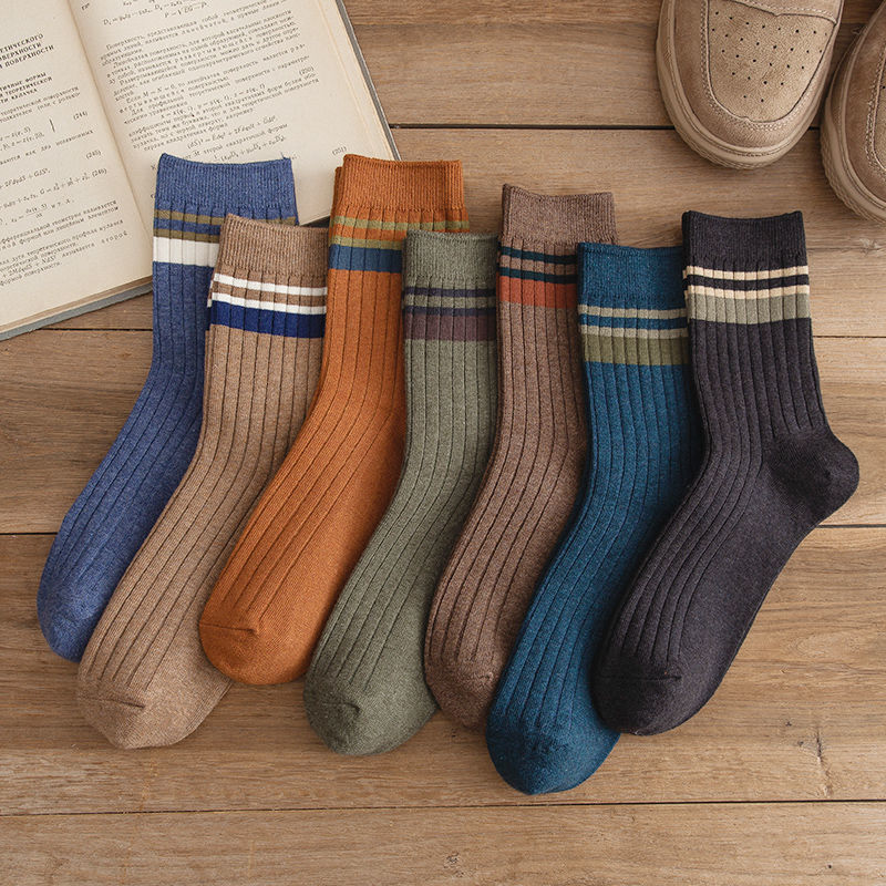 Men's socks, sweat-absorbing mid-calf socks, odor-resistant, breathable, thickened for spring and autumn, long socks, sporty trendy men's socks Men's socks, sweat-absorbing mid-calf socks, odor-resistant, breathable, thickened for spring and autumn, long socks, sporty trendy men's socks