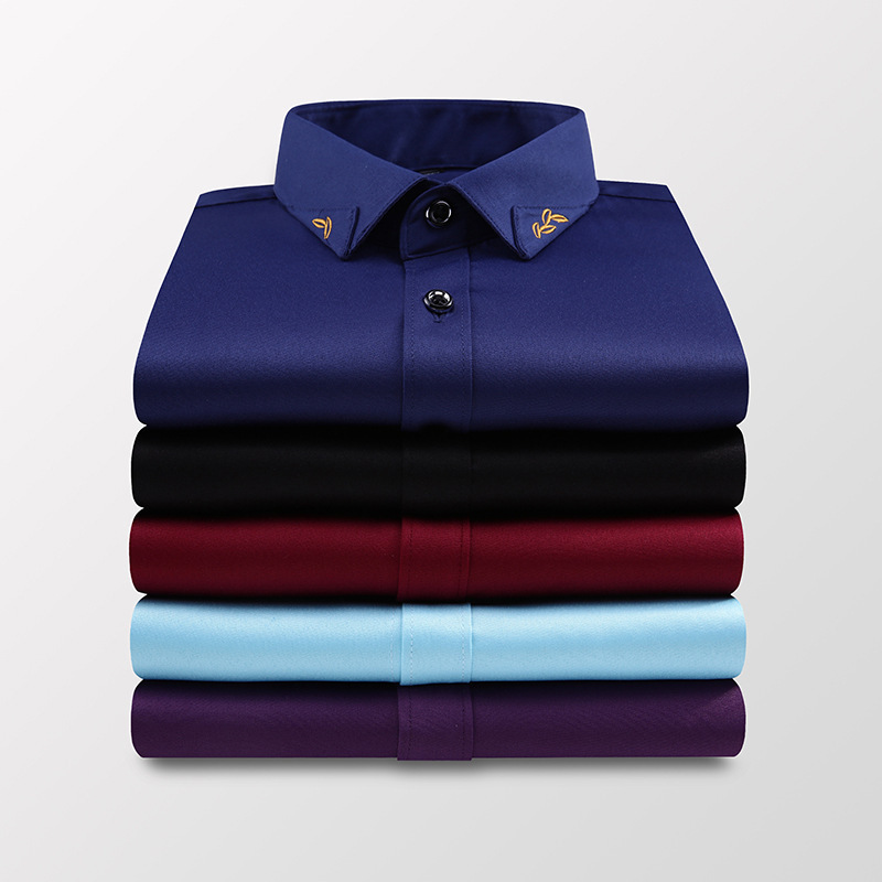 1701-2020 Autumn and Winter Men's Long-sleeved Shirt Slim-fit Korean Anti-wrinkle Non-ironing Youth Stretch Men's Shirt 1701-2020 Autumn and Winter Men's Long-sleeved Shirt Slim-fit Korean Anti-wrinkle Non-ironing Youth Stretch Men's Shirt