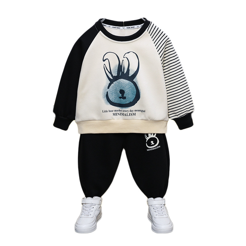 6119 Traje de suéter de niño para niños 2025 primavera y otoño nuevo estilo estilo occidental cosido de moda para bebés ropa de otoño de celebridades de Internet