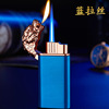 Creative metal tiger head windproof lighter inflatable personality tiger head straight into the blue flame lighter cross -border wholesale