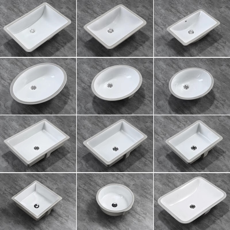 Ceramic Under-Counter Basin Hotel Basin Square Balcony Washbasin Household Oval Embedded Washbasin Size