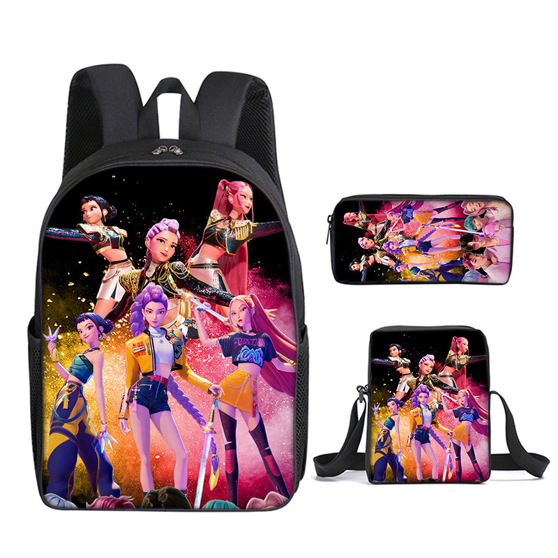 K-Pop Demon Hunters Demon Hunter Girl Group Three-Piece Suit Elementary School Backpack Shoulder Bag Pen Bag K-Pop Demon Hunters Demon Hunter Girl Group Three-Piece Suit Elementary School Backpack Shoulder Bag Pen Bag