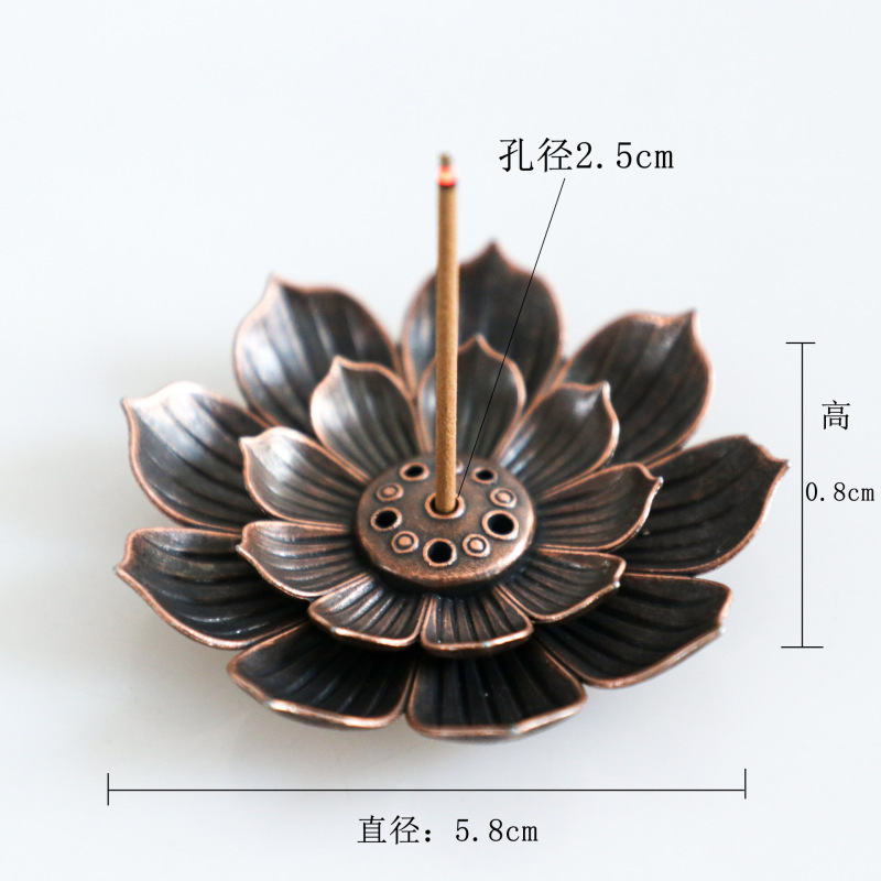 合金线香炉复古珐琅莲花香插如意香插香插盘香香座檀香摆件香薰炉|undefined