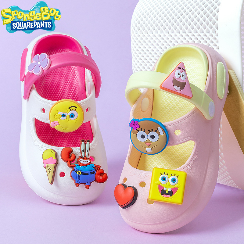 Spongebob Squarepants Croc Shoes Non-Slip Children's Slippers Summer Feeling Girls Baby Children's Parent-Child Beach Shoes