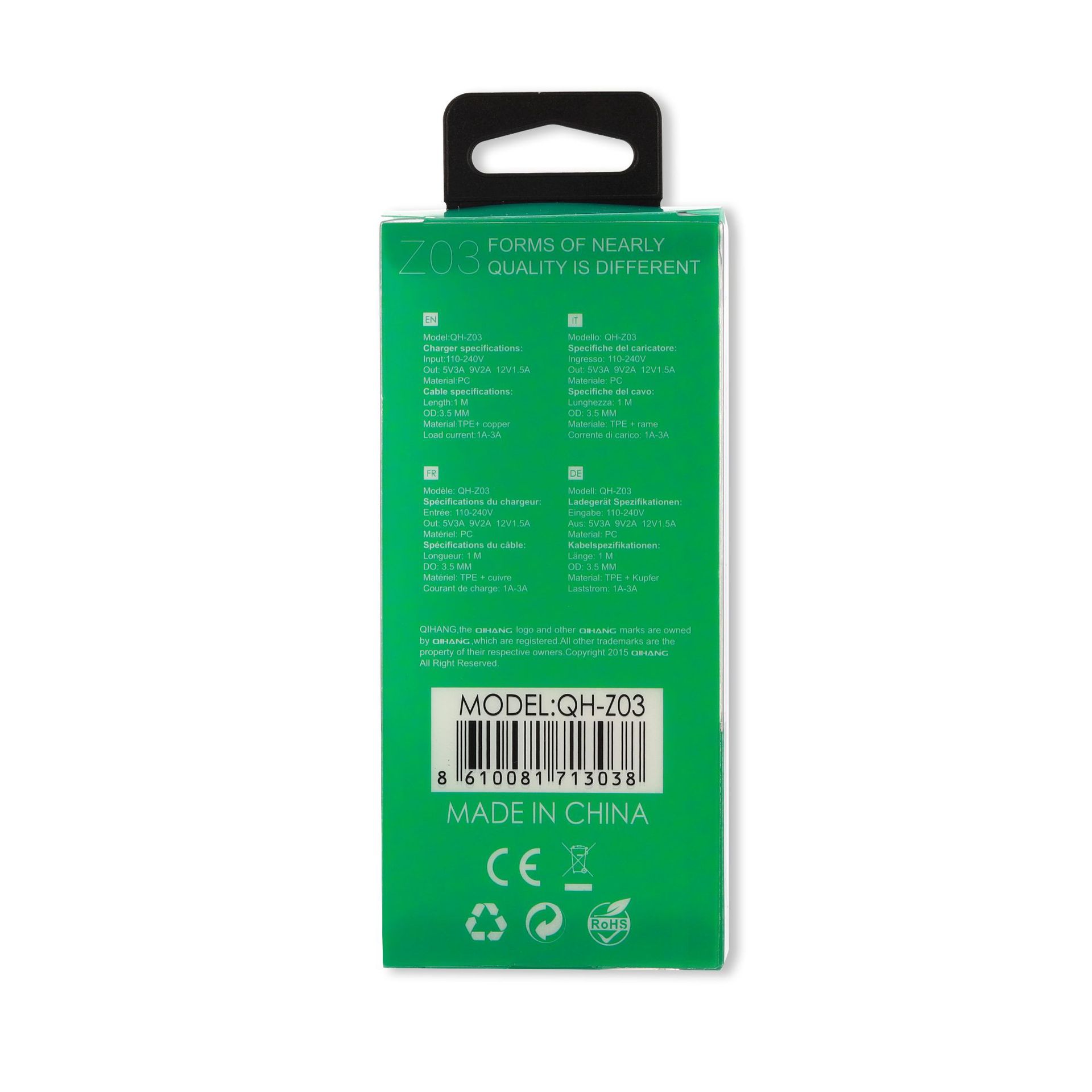 18WQC3.0 单口快充充电器 QC 3.0旅充墙充欧规美规快充充电头