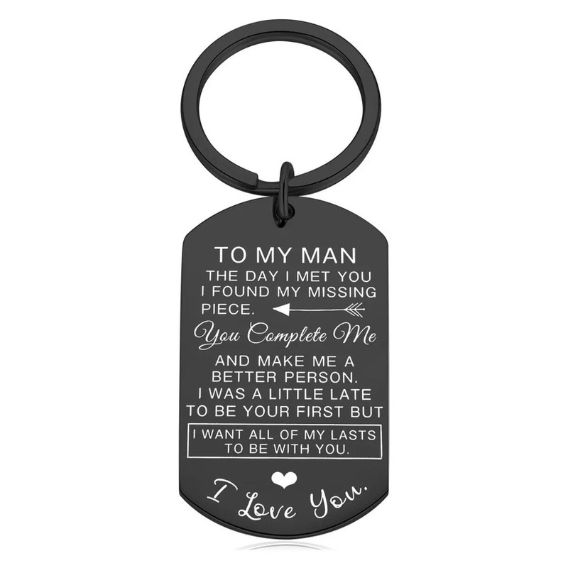 European and American Valentine's Day anniversary gift TO MY MAN/WOMAN couple military brand stainless steel keychain