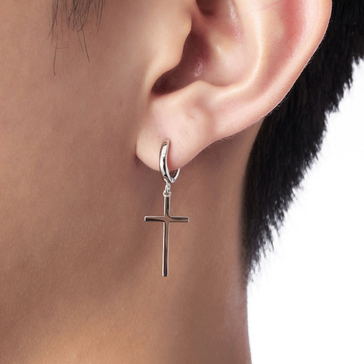 Orecchini a lobo croce minimalisti per uomo e donna punk_voghion.com