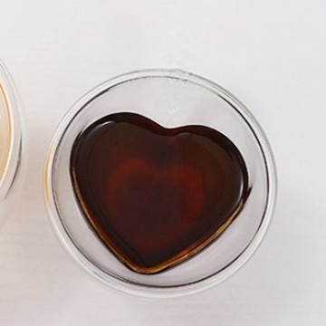Nuevo creativo en forma de corazón de vidrio de doble capa de aislamiento térmico de alta temperatura resistente a la taza de café leche taza de té taza de vidrio de borosilicato taza de amor