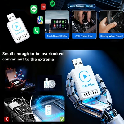 2-in-1 adapter, plug-and-play, OTA | Simsiz CarPlay və Android Auto