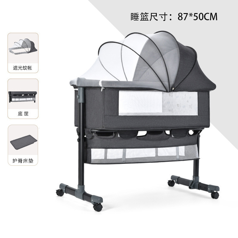 Cama cuna multifuncional para recién nacidos, extraíble con cama plegable, cama para juegos para bebés, mesa de pañales con rodillo