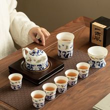 羊脂玉瓷青花斗彩茶壶泡茶壶闷茶壶蝶舞百合国风陶瓷茶具节日礼盒