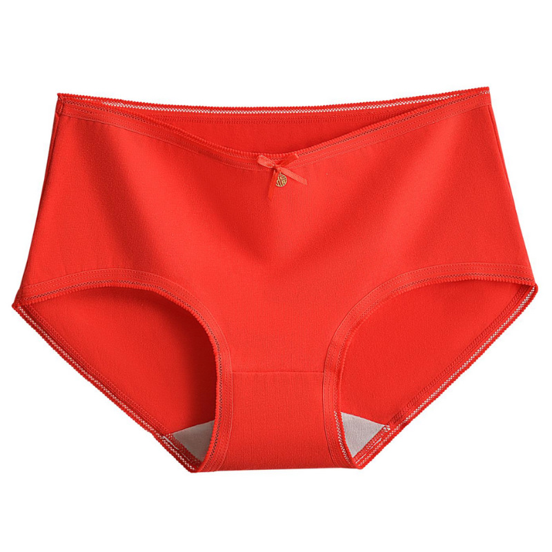 Año nuevo rojo Ropa interior de cintura media para mujer Entrepierna de algodón puro simple Año DE NACIMIENTO Año de dragón Boda Pantalones cortos rojos de mujer Fábrica al por mayor