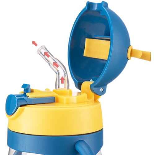 New children's straw cup cartoon cute water cup kindergarten baby drinking cup convenient handle strap anti-leak anti-fall