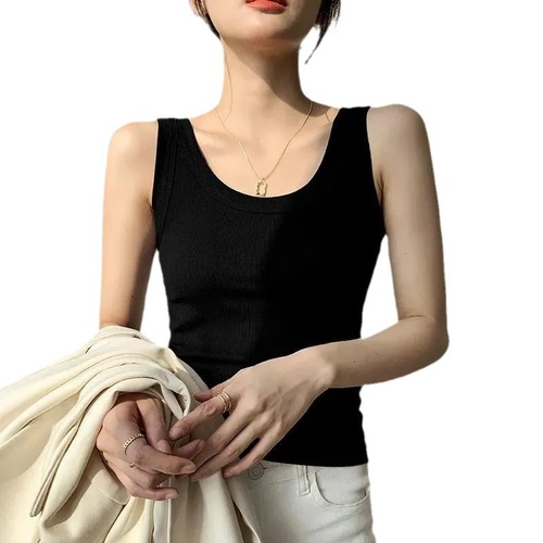 Threaded Lady Tank Top Modal Straps Women Summer Fitted Slimming Camisole Top Underwear Sleeveless Blouse Anti-peek