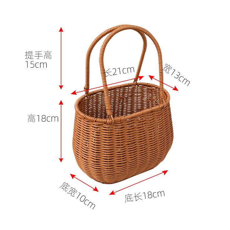 Cesta de flores tejidas de ratán cesta portátil cesta pastoral floral arreglo floral cesta de regalo de frutas cesta de almacenamiento de dulces festivos