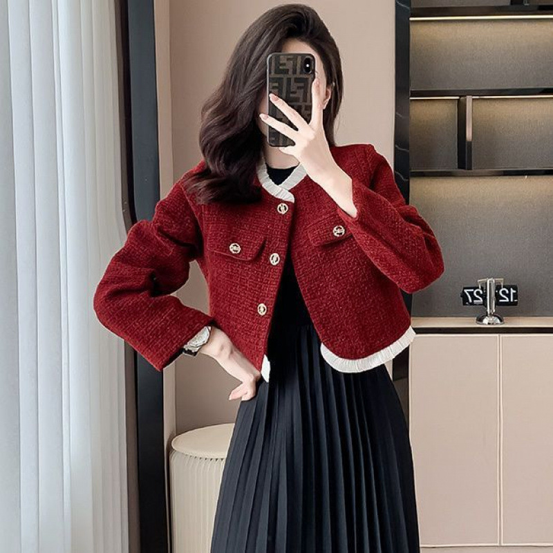 French-Style Chanel-Inspired High-End Women's Coat for Spring and Autumn, New Elegant Socialite Tweed Fashion Short Woolen Jacket