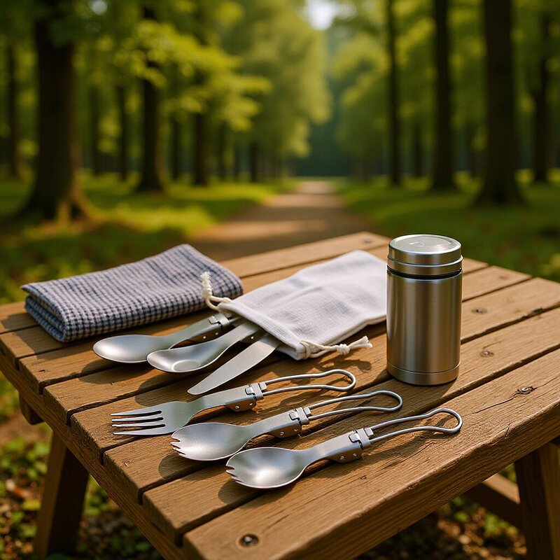 Outdoor Ultra-Light Titanium Spoon, Pure Titanium Portable Tableware, Camping Titanium Alloy Fork, Foldable Storage Knife, Fork, and Spoon Set Outdoor Ultra-Light Titanium Spoon, Pure Titanium Portable Tableware, Camping Titanium Alloy Fork, Foldable Storage Knife, Fork, and Spoon Set