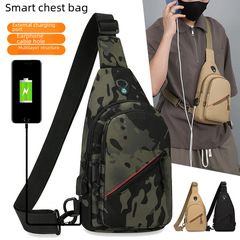 USB Charging Camouflage Trendy Casual Men's Crossbody Bag 2024 New Model Outdoor Chest Bag Waist Bag Wholesale