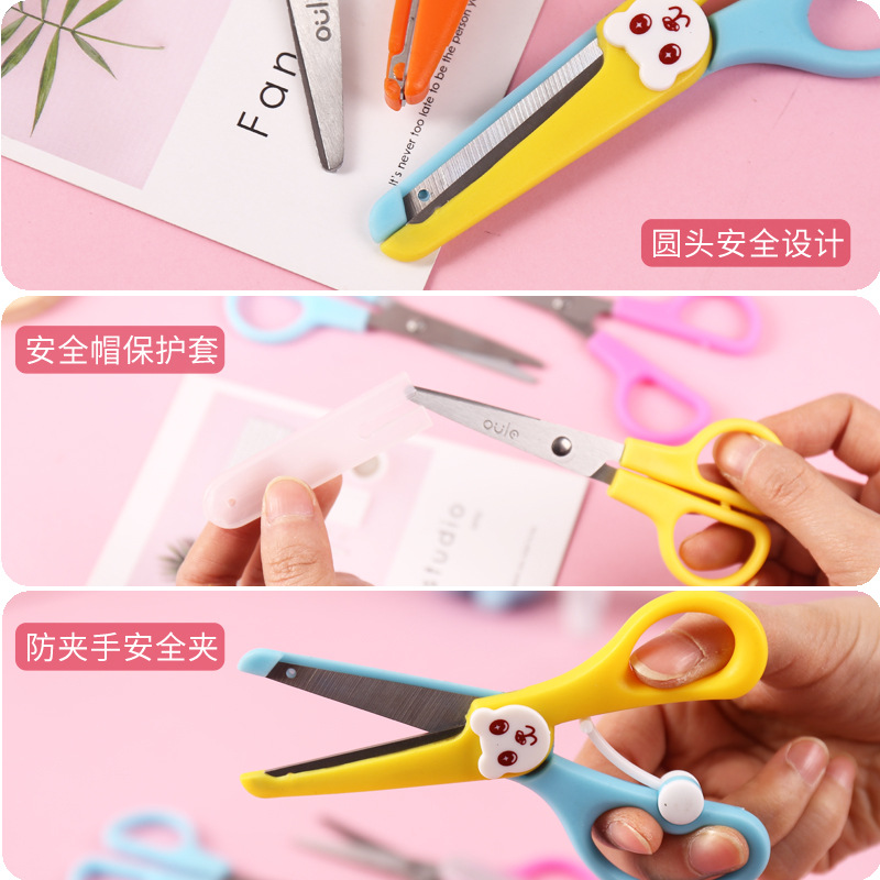 T 가위 학생 수제 종이 커터 사무용품 스테인레스 스틸 아티스트 팁 라운드 헤드 안전 가위 가위