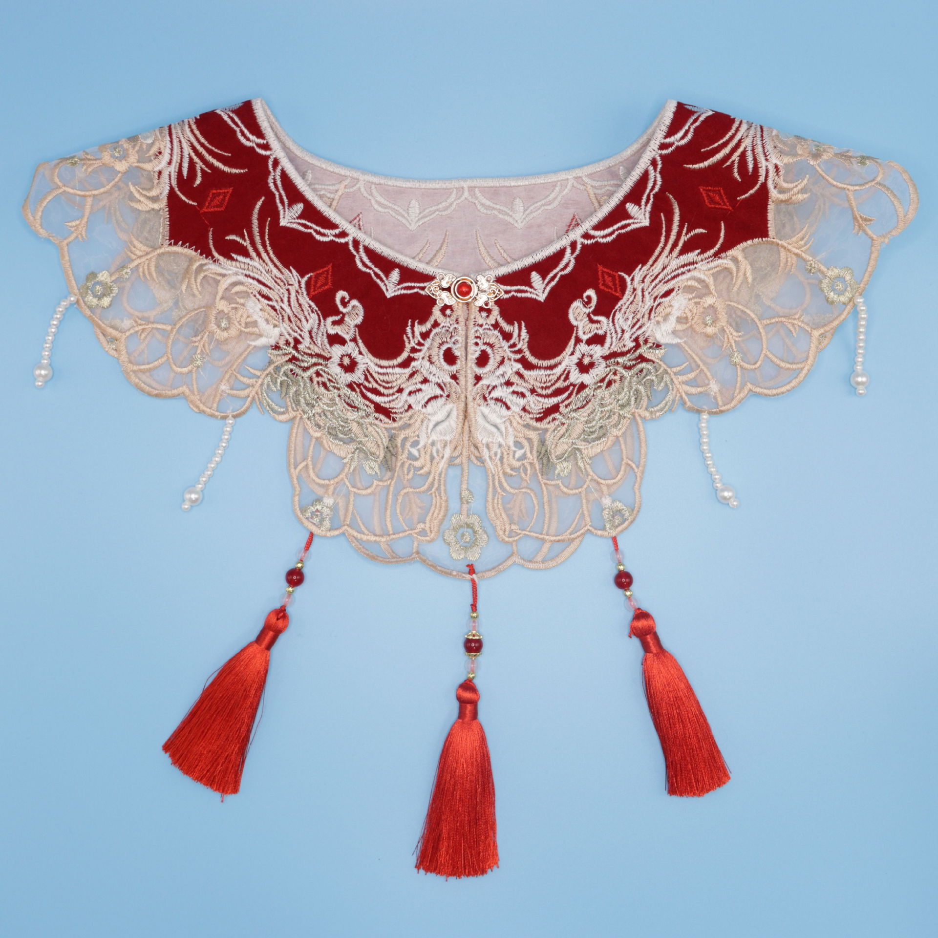 Hanfu Cloud Shoulder Adult and Children's Fake Collar Chinese Style Shawl Tang Suit Embroidery Ancient Style Tassel Accessory Waistcoat
