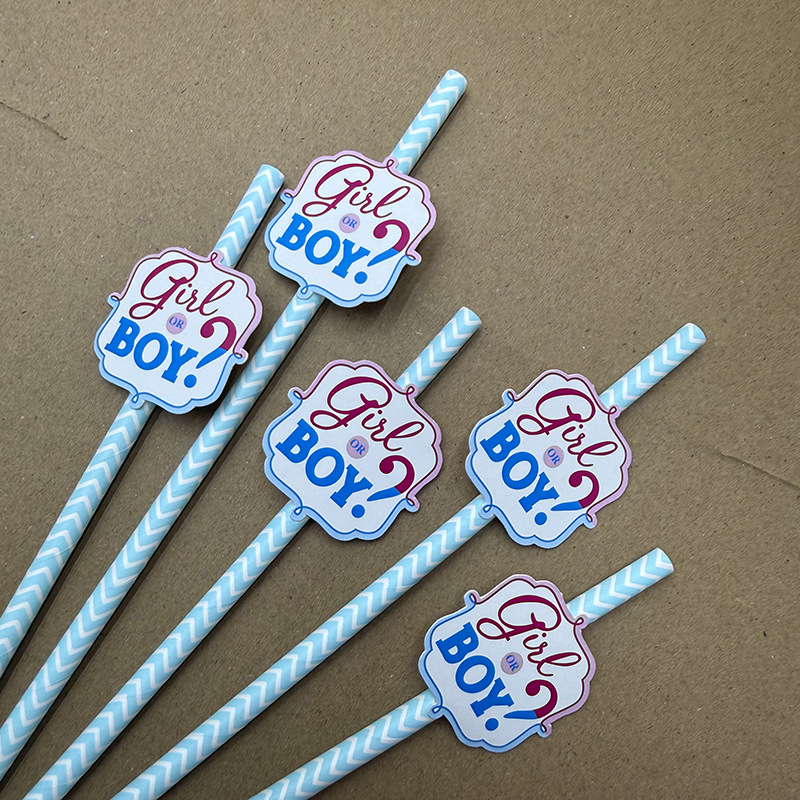 Papel de fiesta transfronteriza para niños niñas tarjetas de paja desechable postre fiesta decoración paja
