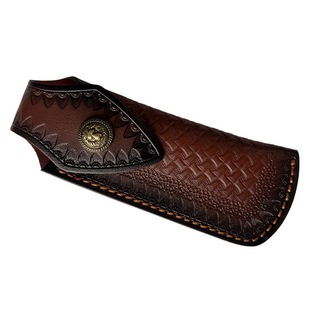 Cross-Border Large Folding Knife Sheath Two-Layer Cowhide Knife Sheath Fruit Knife Protective Cover Outdoor Knife Carved Leather Sheath