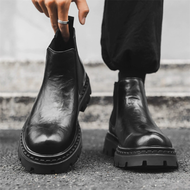 2024 новые осенние и зимние британские сапоги челси мужские сапоги Мартин сапоги плюс бархатные кожаные туфли 23322-J