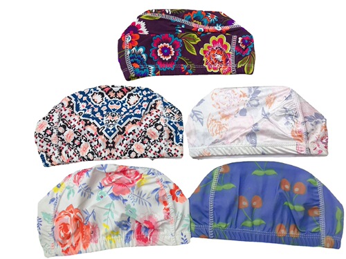 Colorful adult swimming caps with paper pieces, multi-color and various adult five-line nylon swimming caps wholesale