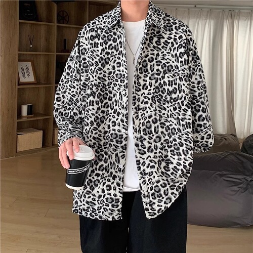 Autumn new style shirt, men's loose niche design shirt, men's trend all-matching casual coat, gray yellow