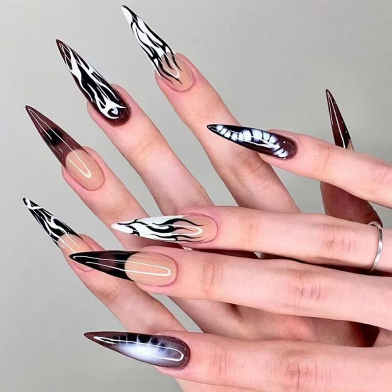 Hot Girls Gothic Bone Women's Halloween European and American Wear Nails Press on nails fake nails manicure
