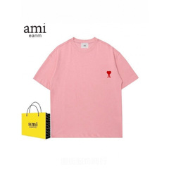 AMI&EANM 正しいバージョンのクラシックな小さな愛の刺繍半袖 Tシャツメンズ夏のトレンディなブランドルーズカジュアル多用途 Tシャツ