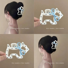 かわいい水玉模様の子犬クリップ女性のハイエンド後頭部サメクリップ 2025 新しいヘアクリップヘアアクセサリー新しい帽子