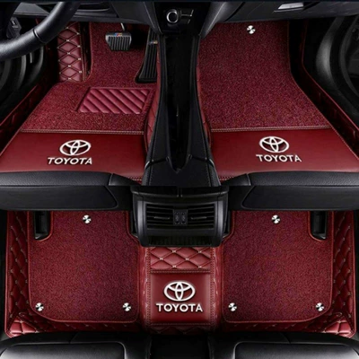 full-coverage car floor mats, Ayaqaltılar (Kovriklər) - rav4-rongfang-with-car-logo-double-layer-red-red
