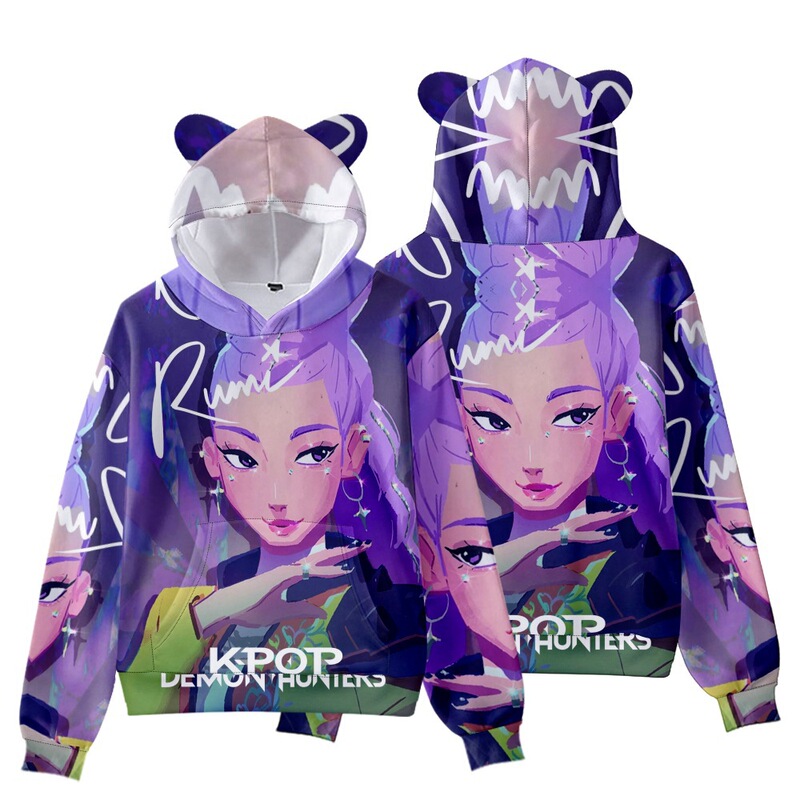 3D新品电影KPop Demon Hunters猎魔女团猫耳朵带帽卫衣成人儿童装|undefined