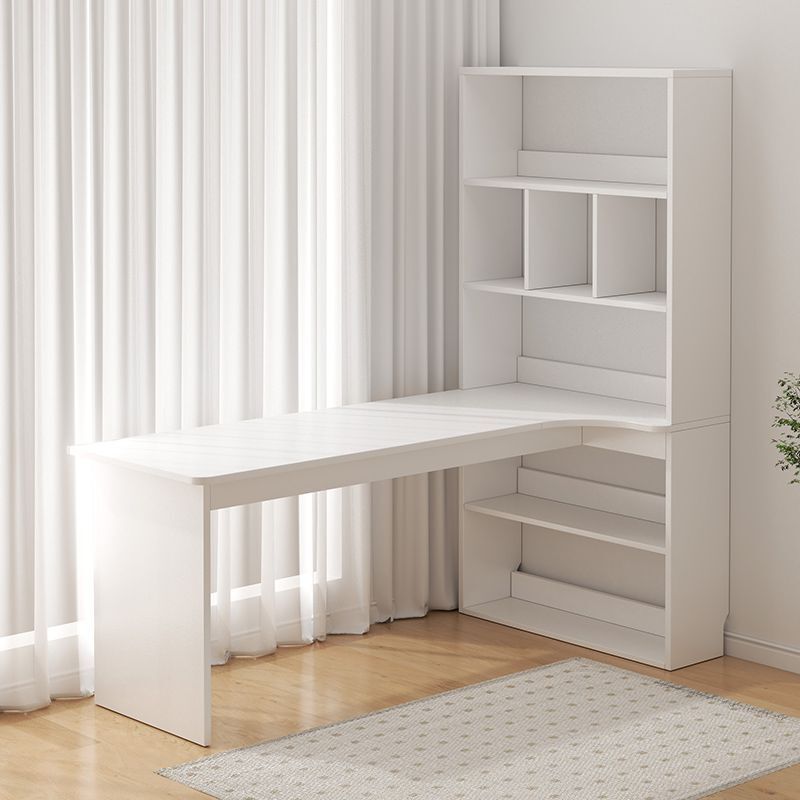 Student Home-Use Corner Desk with Bookshelf, Simple Study Writing Desk for Bedroom, Double Computer Desk with Bookshelf