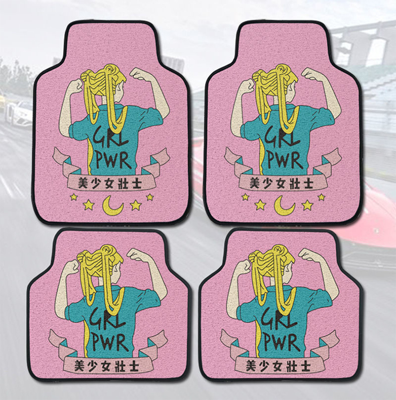Car Wire Ring Floor Mats, Universal Cuttable Cartoon Cute Car Anti-Dirty Protective Mats, Car Universal Anti-Slip Gaskets