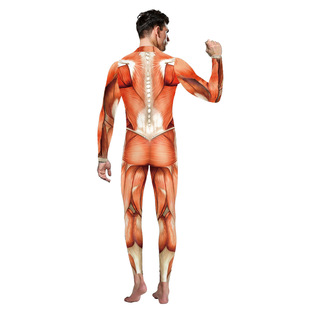Cross-Border Hot Sale Halloween Muscle Cos Stage Performance Costumes Funny Costumes Printed One-Piece Bodysuits for Men and Women