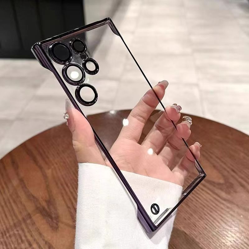 Super delgada transparente galvanoplastia magnética para Samsung S26Ultra caso de teléfono móvil S23 sin marco duro S24 caso de gafas