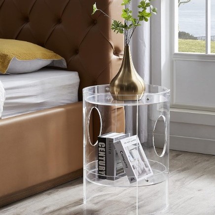 厂家直供 新品透明亚克力桌 床头柜 2层托盘亚克力置物架 坚固易