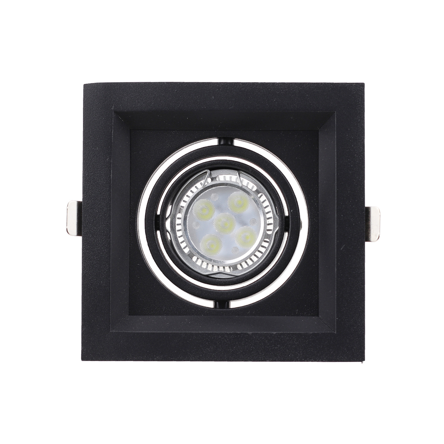 Lámpara de rejilla de una sola cabeza Tarjeta de marco exterior GU10 MR16 lámpara de cubo de la taza soporte blanco y negro proyector LED Kit de concha