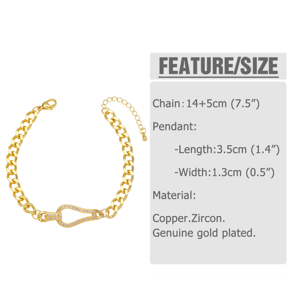 Fashion Leopard Head Copper Bracelets Gold Plated Inlay Zircon Copper Bracelets display picture 1