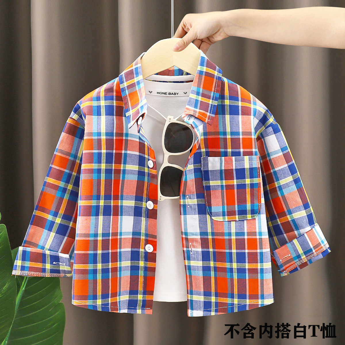 Camisa para niños para hombre 2025 nueva camisa a cuadros de algodón de estilo occidental para bebés primavera y otoño Cárdigan de solapa de moda para niños