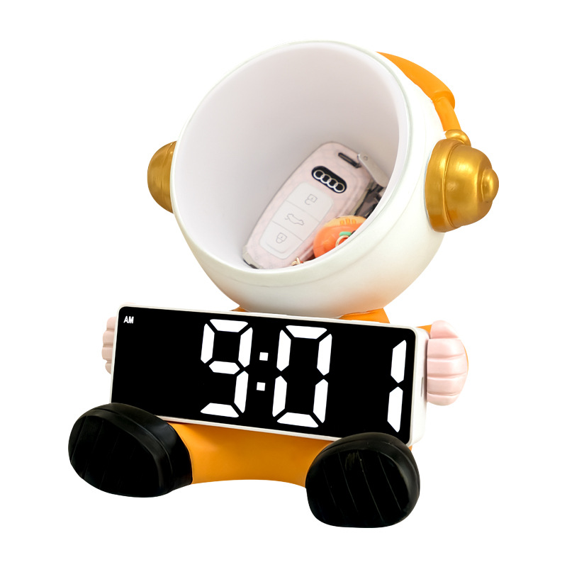 Reloj de astronauta adornos de sala de estar dormitorio lujo ligero reloj de escritorio tipo reloj electrónico decoración despertador
