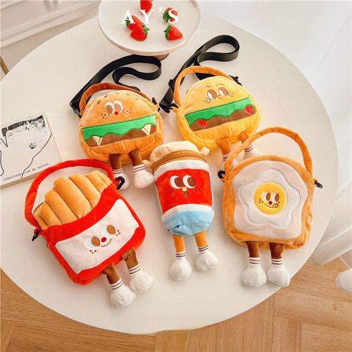 Fun and Cute Cartoon French Fries Burger Bag for Girls, Versatile Crossbody Small Shoulder Bag with Creative Handbag Design