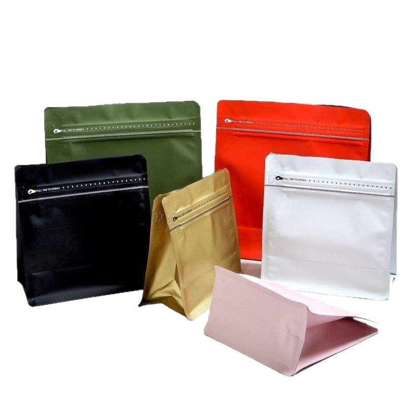 Wow Coffee Bean Eight-Side Seal Stand-Up Pouch with One-Way Valve, Self-Sealing Bag, Thickened Aluminum Foil Tea and Candy Packaging Bag
