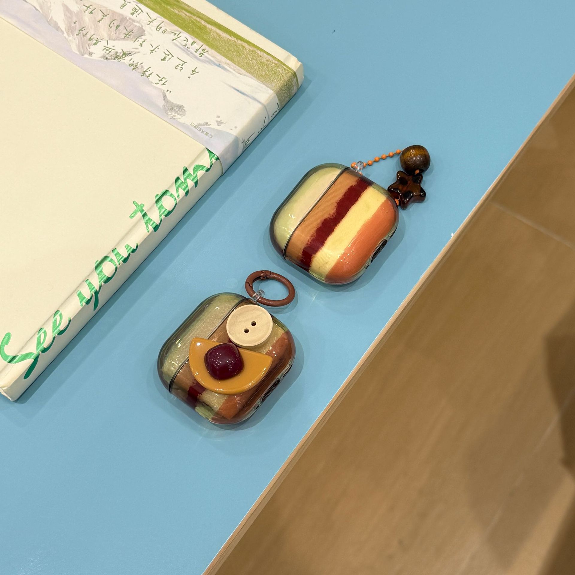 Coreana estereoscópica rayas gemas para Airpods nueva 3 / 4 generación Pro2 auriculares cubierta 1 / 2 colgante Pro pareja